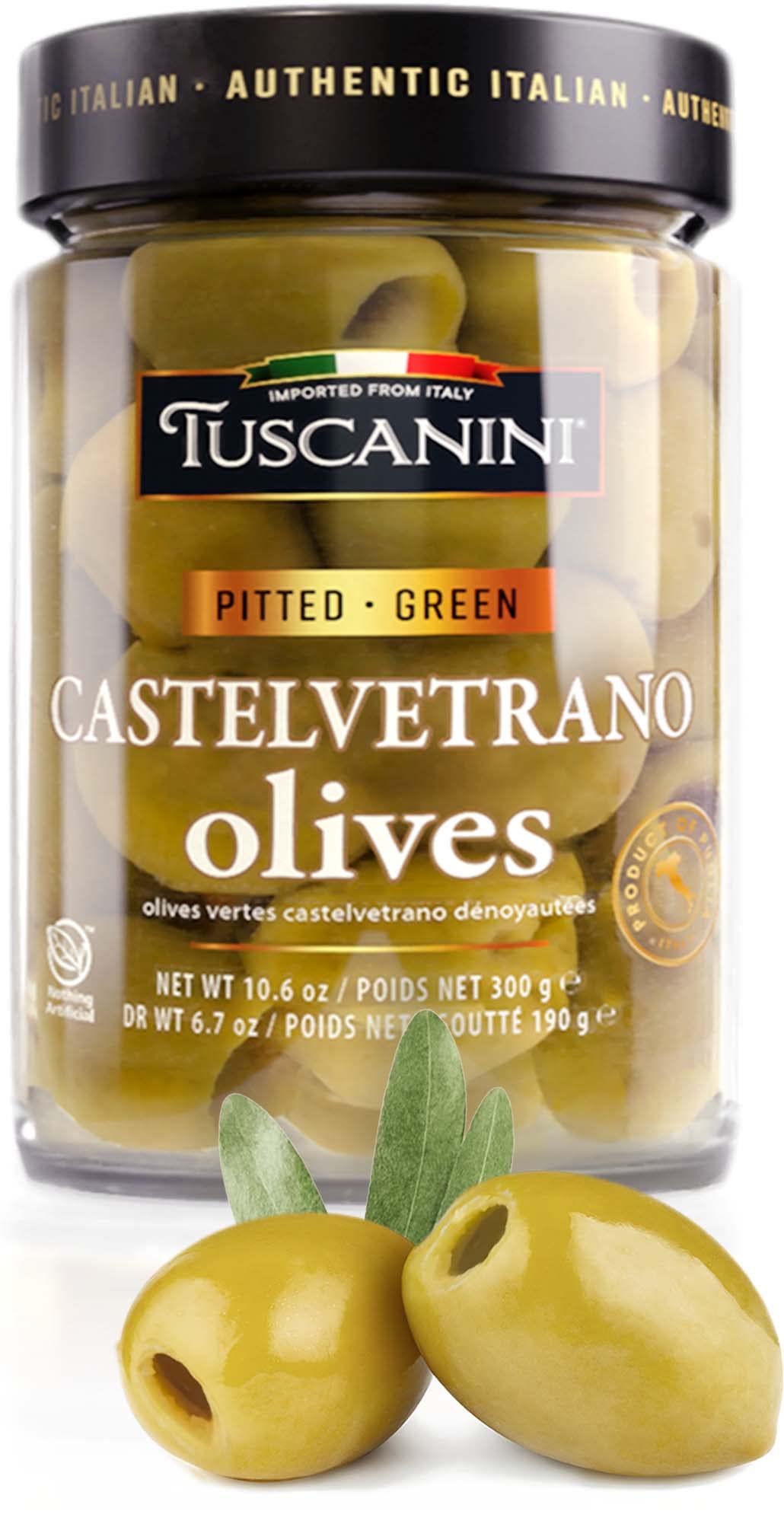Tuscanini Premium Italian Castelvetrano Green Pitted Olives 10.9Oz