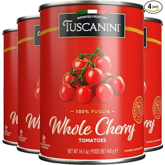 Tuscanini Whole Cherry Tomatoes 14.1oz (4 Pack) | Imported From Italy, Delicious Taste & Texture, BPA Free Lined Can, Kosher for Passover