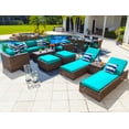 thumbnail image 1 of Tuscany 16-Piece Resin Wicker Outdoor Furniture Combination Set with Sofa Lounge Set, Dining Set, and Chaise Lounge Set (Half-Round Brown Wicker, Sunbrella Canvas Aruba), 1 of 3