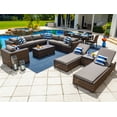 thumbnail image 1 of Tuscany 19-Piece Resin Wicker Outdoor Patio Furniture Combination Set with Sectional Set, Six-seat Dining Set, and Chaise Lounge Set (Half-Round Brown Wicker, Sunbrella Canvas Taupe), 1 of 3