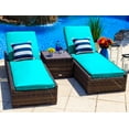 thumbnail image 1 of Tuscany 3-Piece Resin Wicker Outdoor Patio Furniture Chaise Lounge Set with Two Chaise Lounge Chairs and Side Table (Half-Round Brown Wicker, Sunbrella Canvas Aruba), 1 of 4
