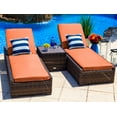 thumbnail image 1 of Tuscany 3-Piece Resin Wicker Outdoor Patio Furniture Chaise Lounge Set with Two Chaise Lounge Chairs and Side Table (Half-Round Brown Wicker, Sunbrella Canvas Tuscan), 1 of 4