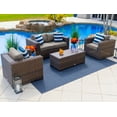 thumbnail image 1 of Tuscany 4-Piece M Resin Wicker Outdoor Patio Furniture Conversation Sofa Set with Loveseat, Two Armchairs, and Coffee Table (Half-Round Brown Wicker, Sunbrella Canvas Taupe), 1 of 4
