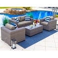 thumbnail image 1 of Tuscany 4-Piece M Resin Wicker Outdoor Patio Furniture Conversation Sofa Set with Loveseat, Two Armchairs, and Coffee Table (Half-Round Gray Wicker, Sunbrella Canvas Taupe), 1 of 5