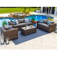 thumbnail image 1 of Tuscany 4 Piece XL Resin Wicker Outdoor Patio Conversation Sofa Set with Three-seat Sofa, Loveseat, Armchair, and Coffee Table (Half-Round Brown Wicker, Sunbrella Canvas Charcoal), 1 of 5