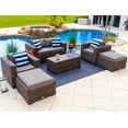 thumbnail image 1 of Tuscany 6-Piece M Resin Wicker Outdoor Patio Furniture Lounge Sofa Set in Brown w/ Loveseat, Two Armchairs, Two Ottomans, and Coffee Table (Half-Round Brown Wicker, Sunbrella Canvas Charcoal), 1 of 4