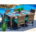 thumbnail image 1 of Tuscany 7-Piece Resin Wicker Outdoor Patio Furniture Dining Table Set with Dining Table and Six Cushioned Chairs (Half-Round Brown Wicker, Sunbrella Canvas Aruba), 1 of 5