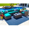 thumbnail image 1 of Tuscany 7-Piece Resin Wicker Outdoor Patio Furniture Sectional Sofa Set with Four Modular Sectional Pieces, Armchair, Ottoman, Coffee Table (Half-Round Gray Wicker, Sunbrella Canvas Aruba), 1 of 4