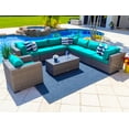 thumbnail image 1 of Tuscany 9-Piece Resin Wicker Outdoor Patio Furniture Sectional Sofa Set with Seven Modular Sectional Seats, Armchair, and Coffee Table (Half-Round Gray Wicker, Sunbrella Canvas Aruba), 1 of 4