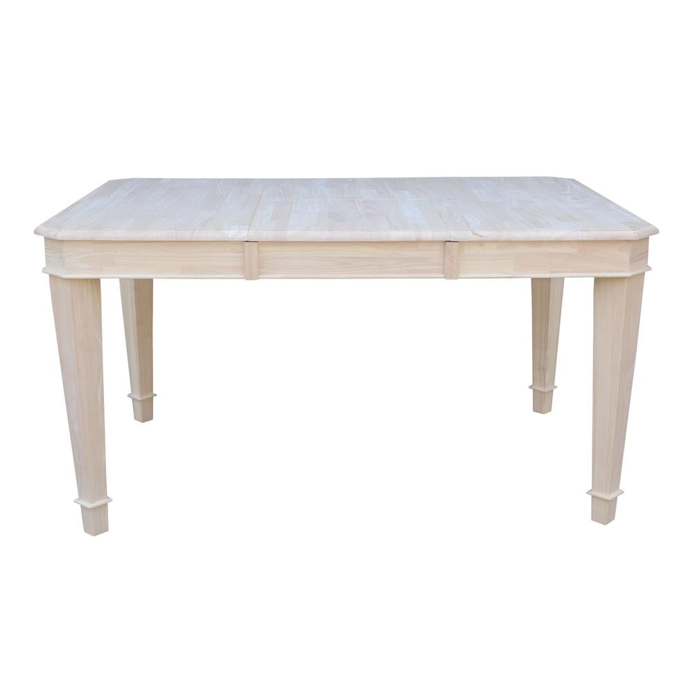 White Wood Extendable Rectangular Dining Table with Tapered Legs