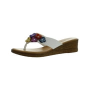 Tuscany By Easy Street Womens Giordana Leather Embellished Thong Sandals
