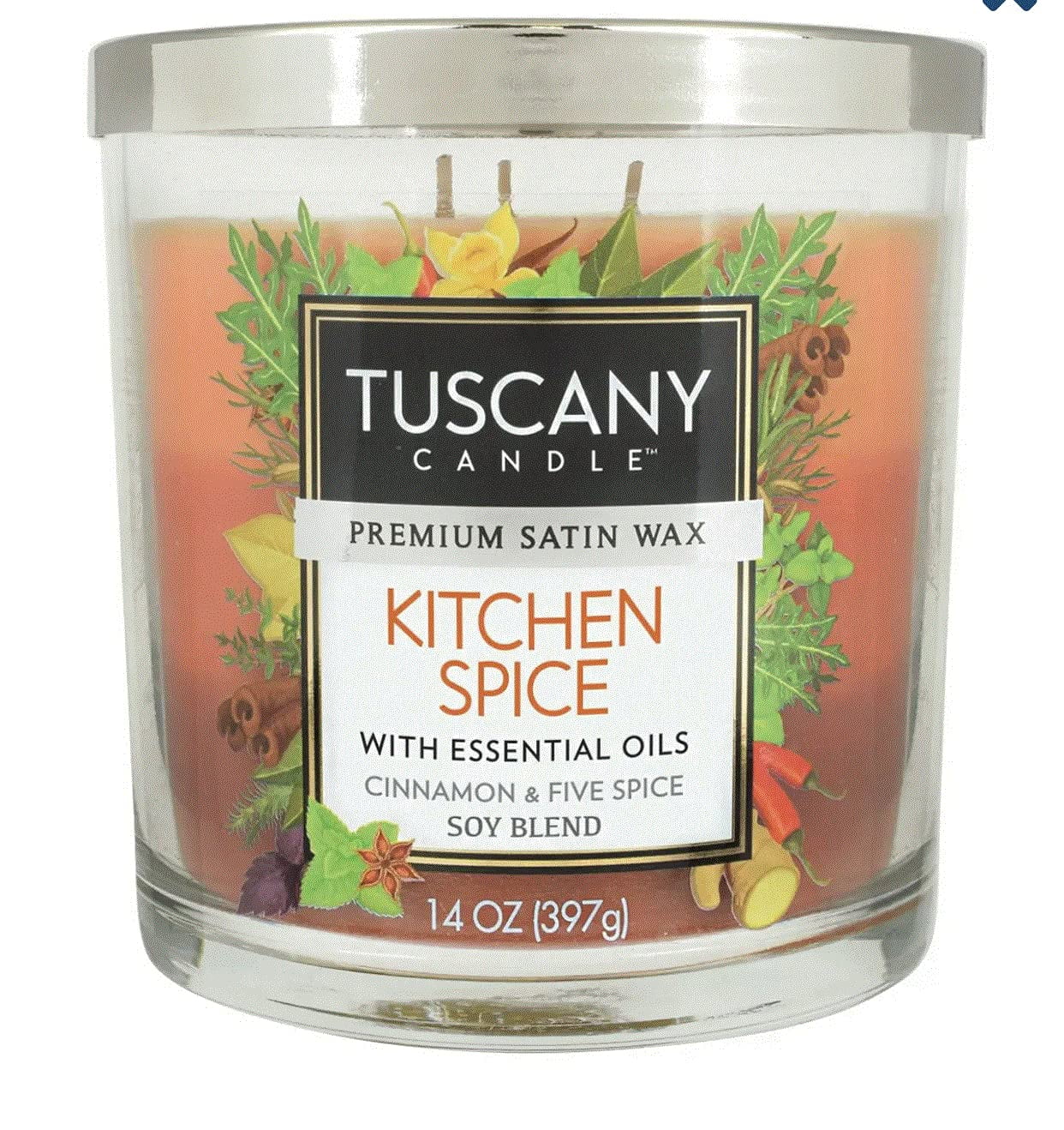 Tuscany Candle 14oz Silver Soy Blend Kitchen Spice Tumbler