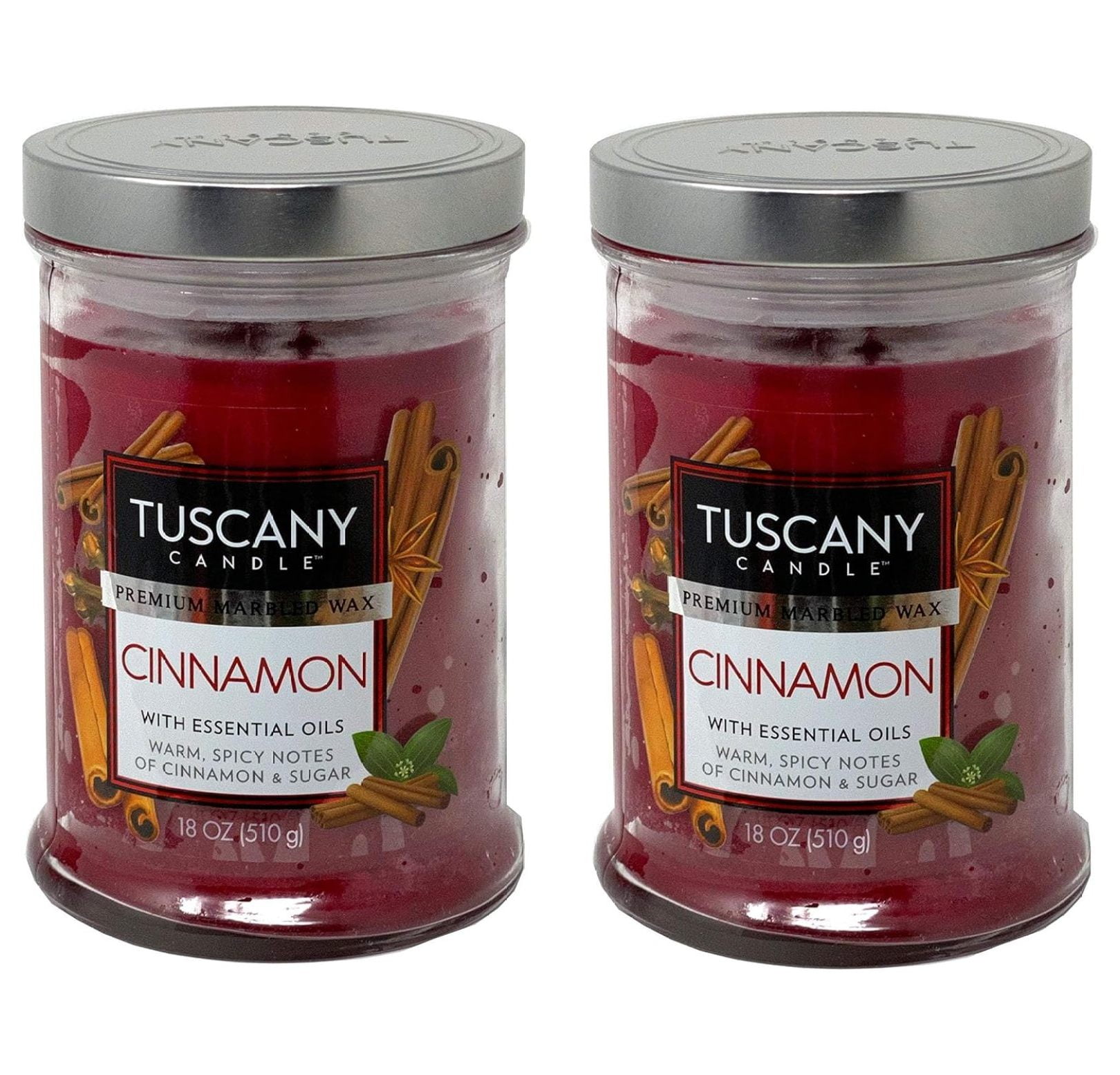 Bougie Tuscany Candle Fresh Cinnamon 18 Oz - Marbrée 2 Mèches - Neuf - Parfum Cannelle Fraîche