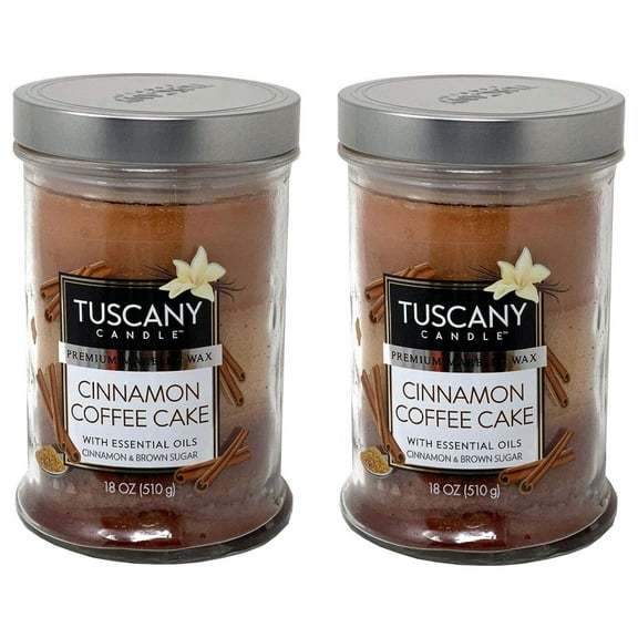 Tuscany Candle 18oz Scented Candle, Cinnamon Coffee Cake 2-Pack