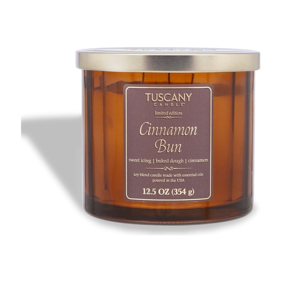 Tuscany Candle Cinnamon Bun: Icing & Dough Scented Fall Candle, 12.5 oz