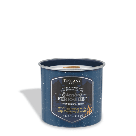 Tuscany Candle Evening Fireside: Smoky Embers & Birch Scented Fall Wooden Wick Candle, 14.5 oz