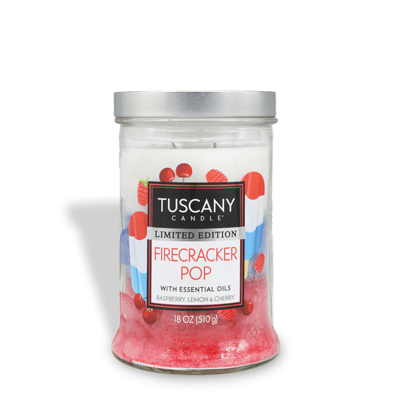 Tuscany Candle Firecracker Pop: Raspberry, Lemon & Cherry Scented Summer Candle, 18 oz