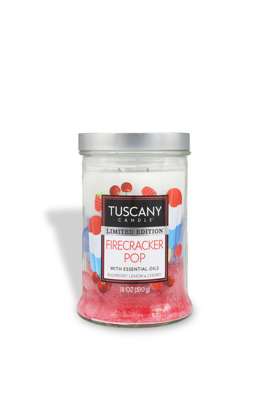 Firecracker Pop: Raspberry, Lemon & Cherry Scented Summer Candle, 18 oz