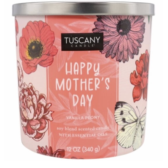 Tuscany Candle Happy Mother's Day: Vanilla Peony Scented Jar Candle, 12 oz