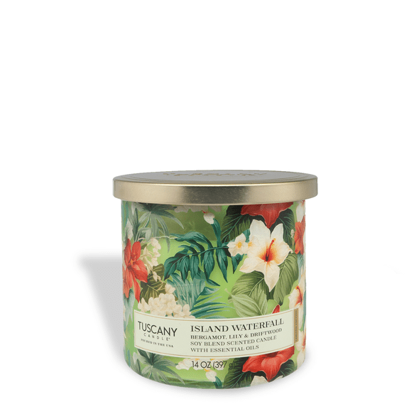 Tuscany Candle Island Waterfall: Bergamot & Lily Scented Spring Candle, 14 oz