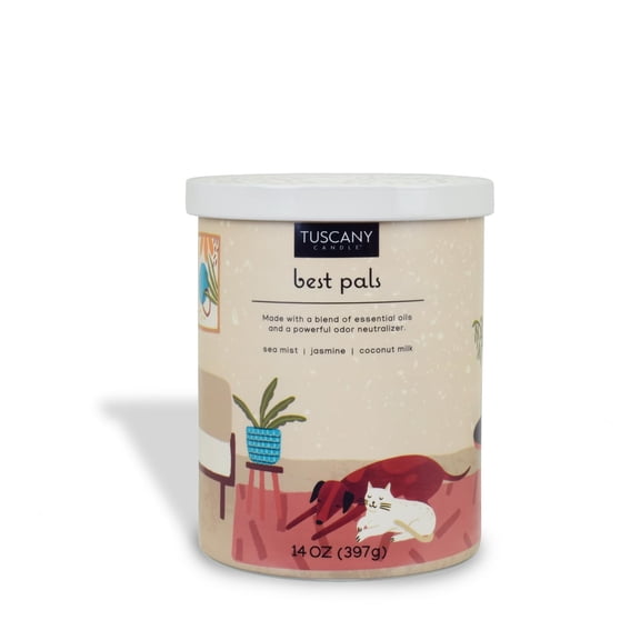Tuscany Candle Pet Odor Neutralizing Candle Best Pals Jasmine Coconut 14 oz