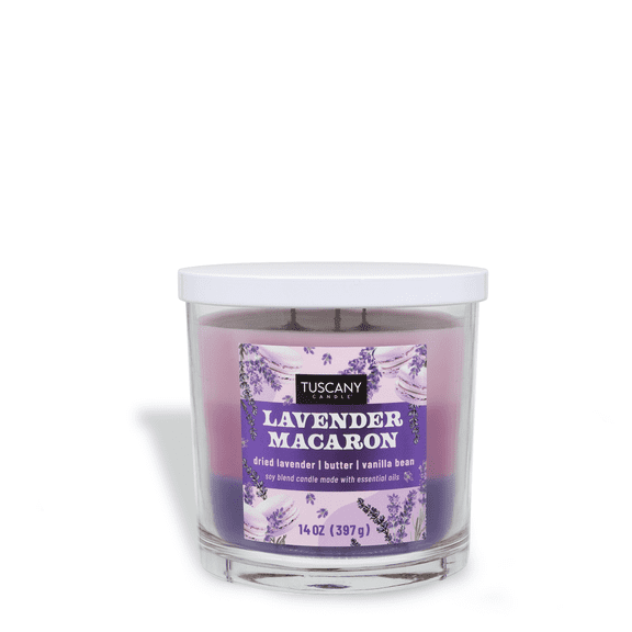 Tuscany Candle Lavender Macaron: Vanilla Bean & Sugar Scented Spring Candle, 14 oz