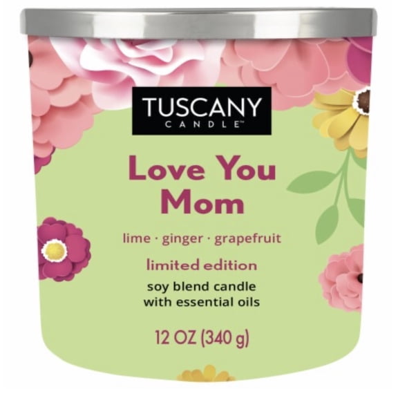 Tuscany Candle Limited Edition Love You Mom: Lime, Ginger and Grapefruit Scented Jar Candle, 12 oz