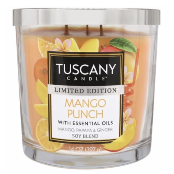 Tuscany Candle Limited Edition Mango Punch: Mango, Papaya and Ginger Scented Jar Candle, 14 oz