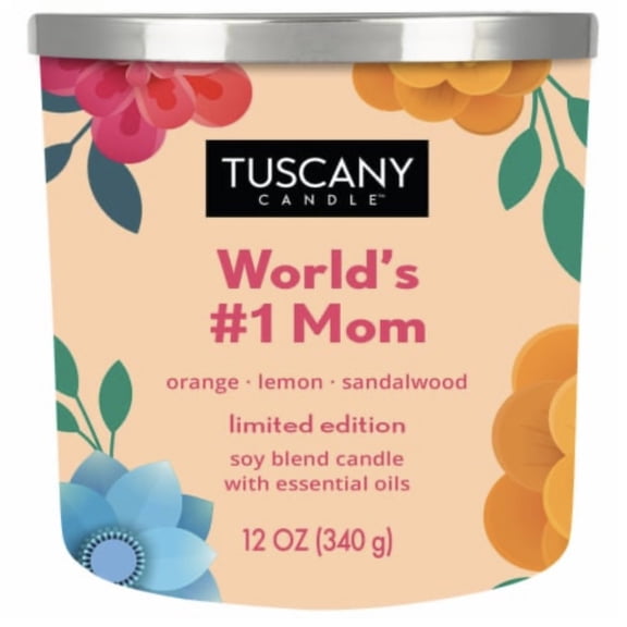 Tuscany Candle Limited Edition World's #1 Mom: Orange, Lemon and Sandalwood Scented Jar Candle, 12 oz