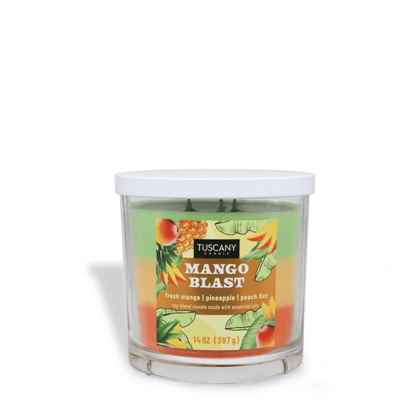 Tuscany Candle Mango Blast: Pineapple & Peach Scented Spring Candle, 14 oz