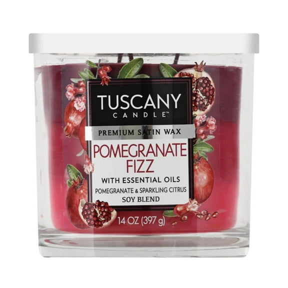 Tuscany Candle Premium Satin Wax Pomegranate Fizz 14 Ounce Jar Candle