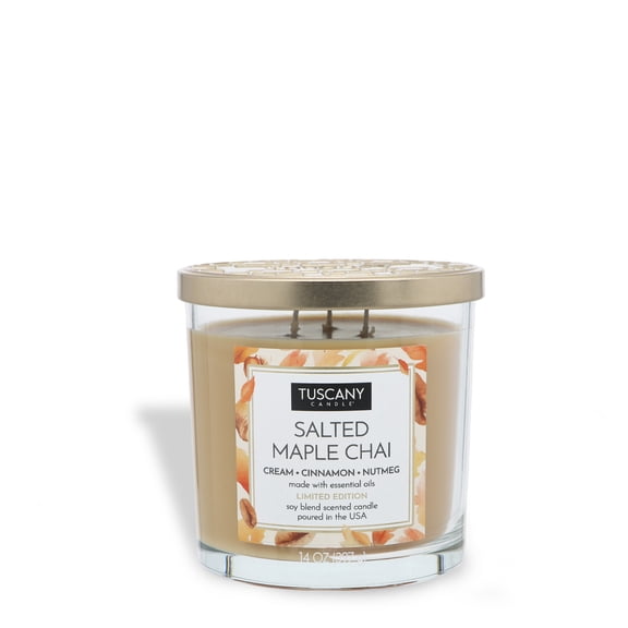Salted Maple Chai: Cream Cinnamon Scented Fall Candle (14 oz)
