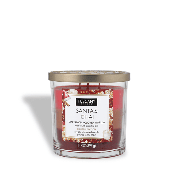 Tuscany Candle Santa's Chai: Cinnamon & Clove Scented Holiday Candle ...