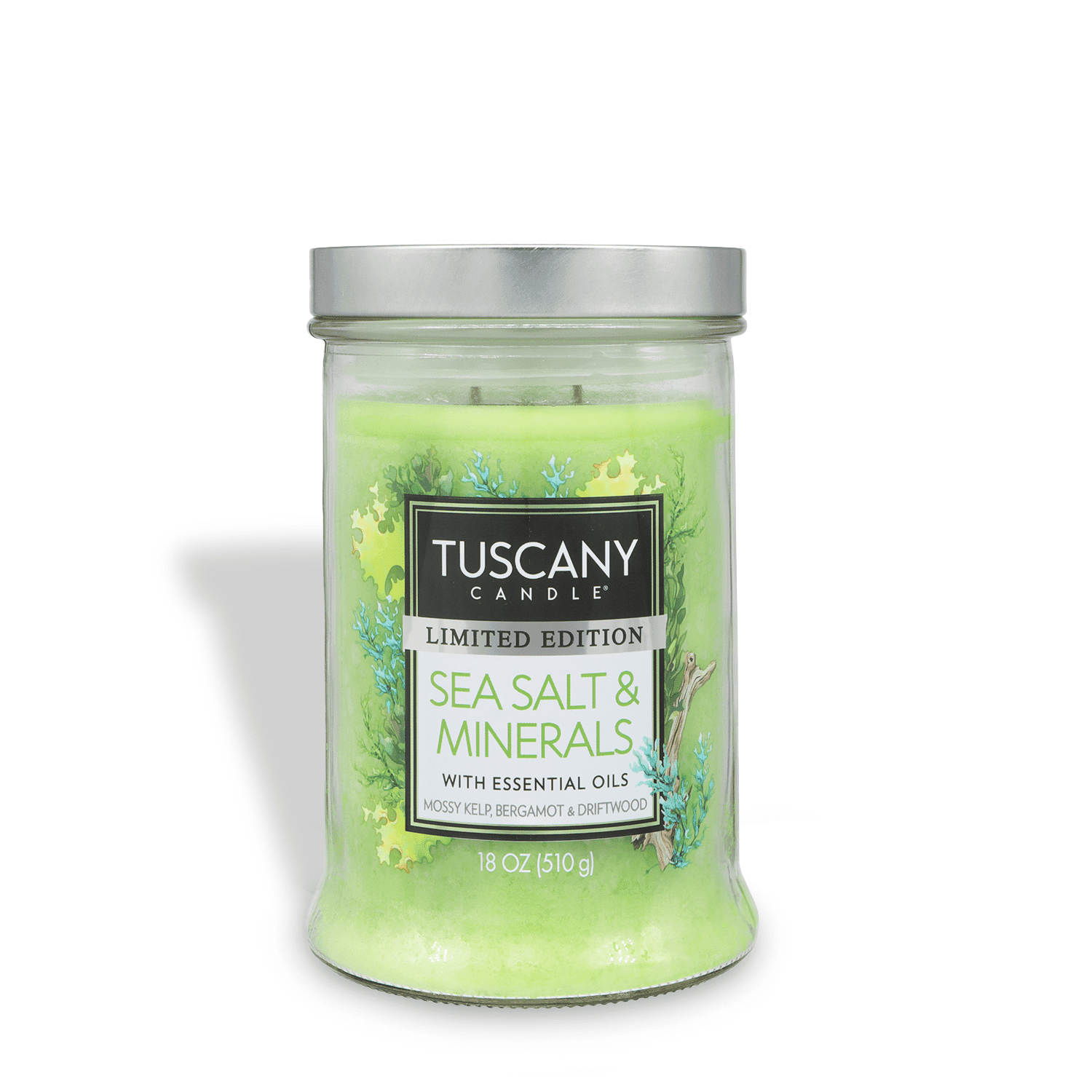 Tuscany Candle Sea Salt & Minerals: Mossy Kelp & Driftwood Scented Spring Candle, 18 oz