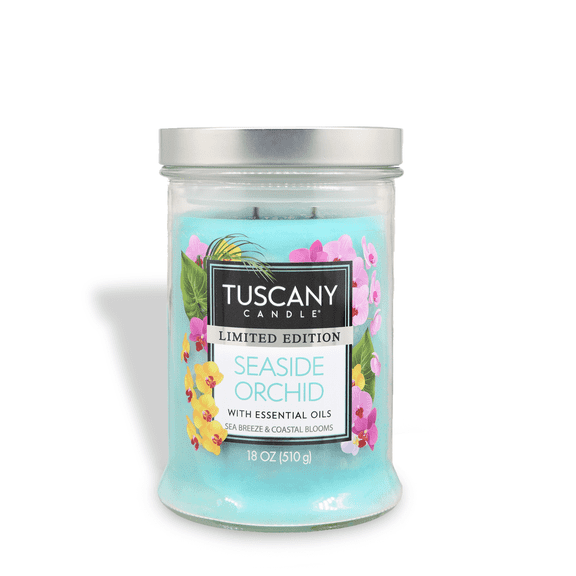 Tuscany Candle Seaside Orchid: Sea Breeze & Coastal Blooms Scented Spring Candle, 18 oz