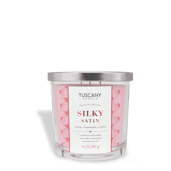 Tuscany Candle Silky Satin: Cotton & Chamomile Scented Valentine's Candle, 14 oz