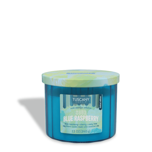Tuscany Candle Sour Blue Raspberry: Cherry & Lime Scented Summer Candle, 12 oz