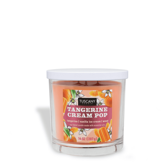 Tuscany Candle Tangerine Cream Pop: Orange & Vanilla Scented Spring Candle, 14 oz