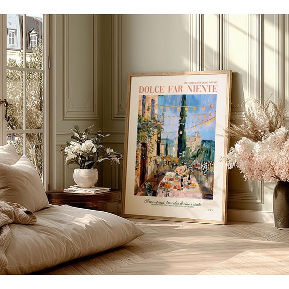 Tuscany Dinner Table View Print, Unframed Paper Poster 8x10in