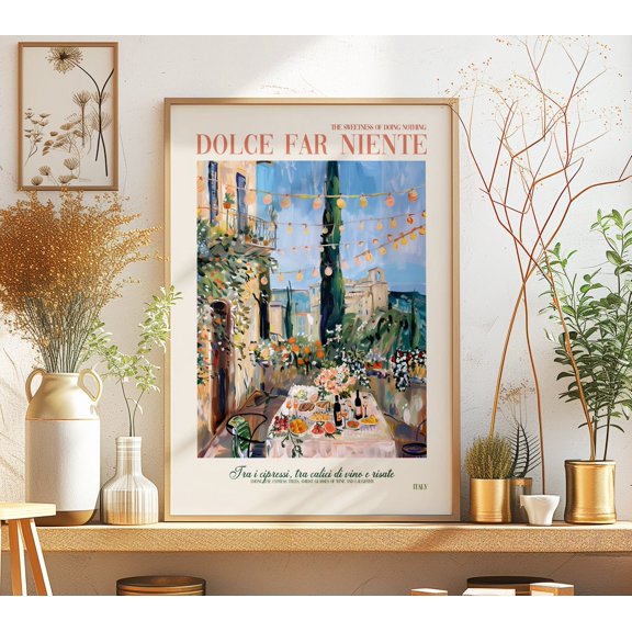 Tuscany Dinner Table View Print, Unframed Paper Poster 8x10in