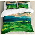 thumbnail image 1 of Tuscany Duvet Cover Set, Tuscany Spring Rolling Hills on Sunset Agriculture Farmlands Volterra Italy, Decorative 3 Piece Bedding Set with 2 Pillow Shams, Queen Size, Seafoam Green, by Ambesonne, 1 of 3