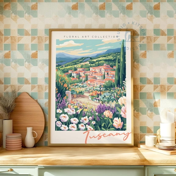 Tuscany Flower Market Art Italian Farmhouse Wall Decor, Unframed Paper Print Size 8x12