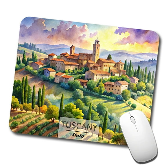 Tuscany Italy Travel City Watercolor Mouse Pad Low Profile Gaming Mat