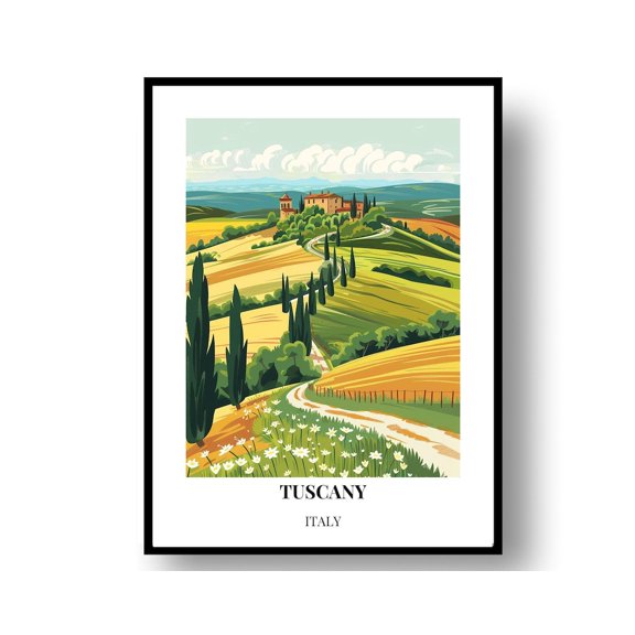 Tuscany Italy Travel Landscape Vintage Travel Landscape Cityscape Wall Art Decor Unframed Paper Print