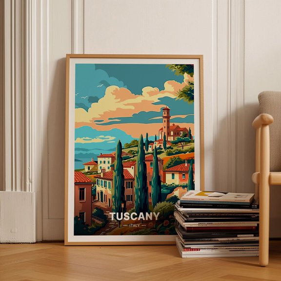 Tuscany Italy Travel Scenic Countryside Wall Art, Unframed Paper Poster 8x10in