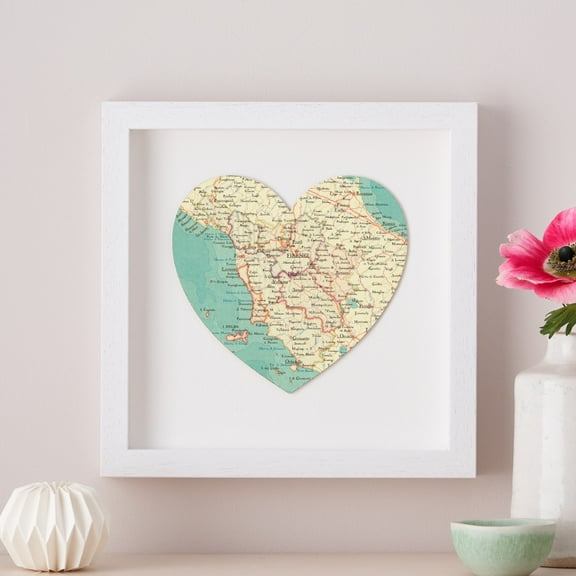 Tuscany Map Heart Print 3D Wall Art Gift