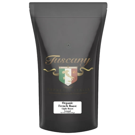 Tuscany Organic French Roast Coffee, Dark Roast, Ground, 5-Pound Bag