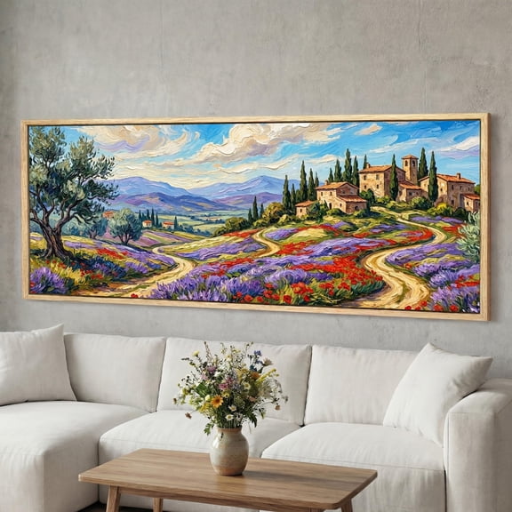 Tuscany Panoramic Countryside Wall Art, Unframed Paper Poster 11x14in