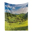 thumbnail image 1 of Tuscany Soft Flannel Fleece Blanket, Tuscany Italy Sunlight Homestead Plantation Farms Pathway Greenery Print, Cozy Plush for Indoor and Outdoor Use, 70" x 90", Sky Blue Apple Green, by Ambesonne, 1 of 5