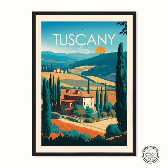 Tuscany Travel Poster Print Tuscany Italy Wall Art Wall Hanging Home Decor Tuscany Gift Travel Gift Birthday Wedding Gift